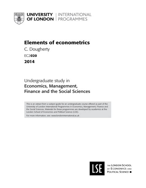 Download Elements Of Econometrics University Of London 