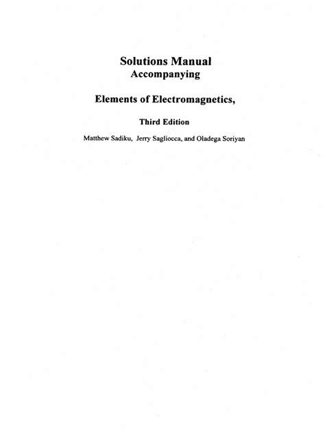 Full Download Elements Of Electromagnetics Sadiku 3Rd Edition Solution Manual 