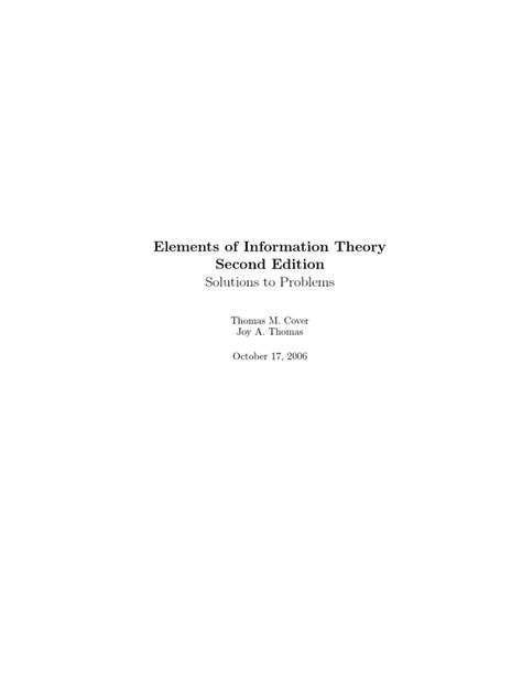 Full Download Elements Of Information Theory Second Edition Solution Manual 