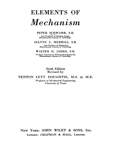 Read Online Elements Of Mechanism By Doughtie And James 