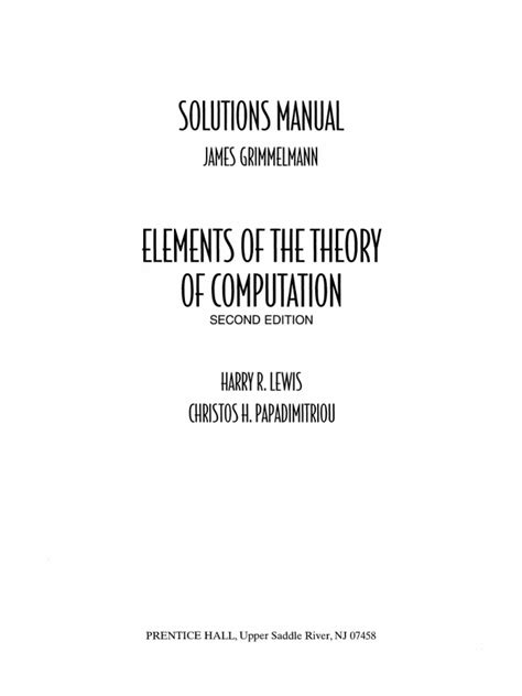 Full Download Elements Of The Theory Of Computation Solution Manual Pdf 