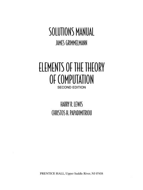 Download Elements Of The Theory Of Computation Solution Manual Pdf 