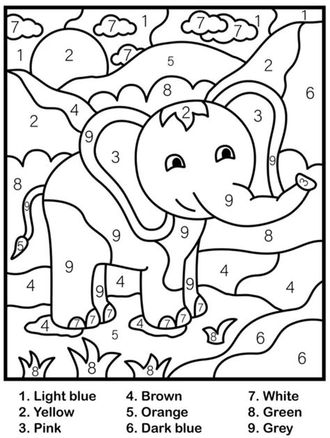 Elephants Color By Number Free Printable Coloring Pages Elephant Pictures To Color - Elephant Pictures To Color