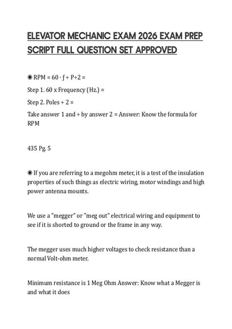 Elevator Mechanic Entry Exam