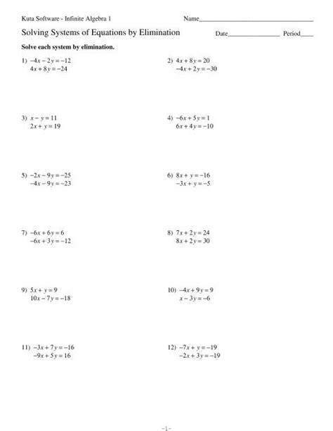 elimination systems of equations kuta
