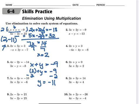 Elimination With Multiplication Answer Key
