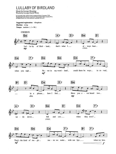 Download Ella Fitzgerald Lullaby Of Birdland Sheet Music In C 
