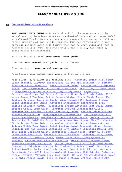 Full Download Emac Manual User Guide 