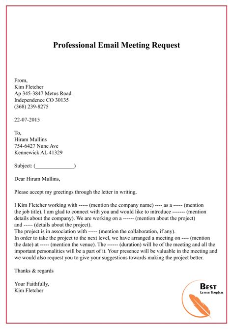 Email Sample Meeting Request To Ceo