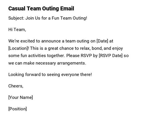 Email Templates For Team Outing
