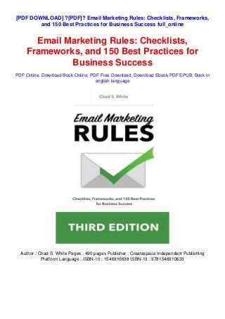 Download Email Marketing Rules Checklists Frameworks And 150 Best Practices For Business Success 