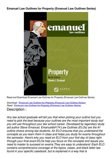 Read Online Emanuel Law Outlines For Real Estate Emanuel Law Outlines Series 