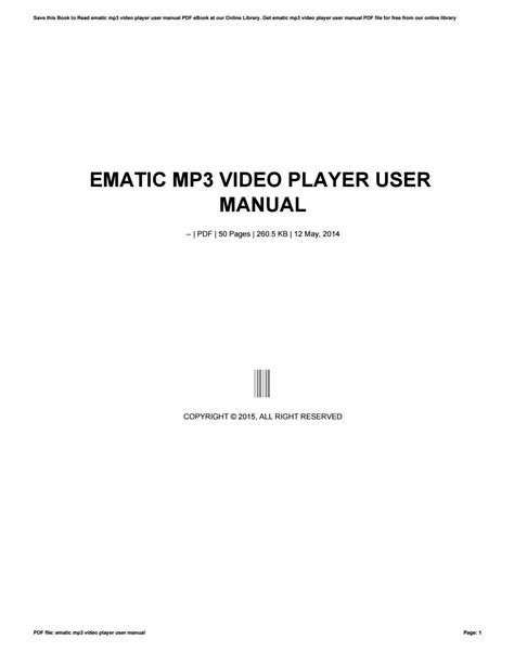 Download Ematic Mp3 Player User Guide 