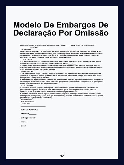 Embargos De Declaracao Modelo