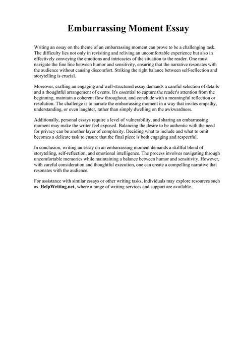 embarrassing moment paragraph