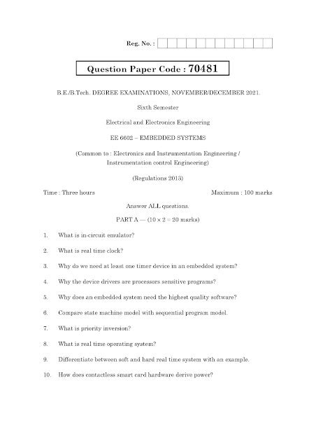 Read Online Embedded Systems Question Paper For Eee 