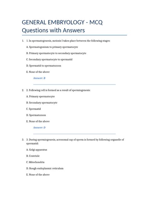 embryology mcq question
