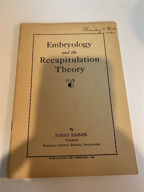 Read Online Embryology And The Recapitulation Theory 