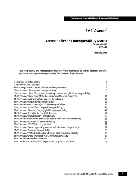 Read Emc Avamar Compatibility And Interoperability Matrix 