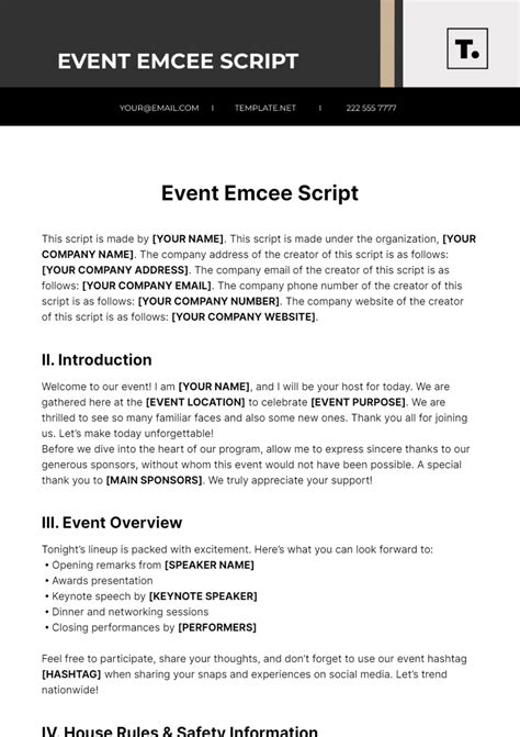 emcee script for party