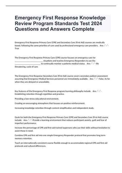 Emergency First Response Knowledge Reviews