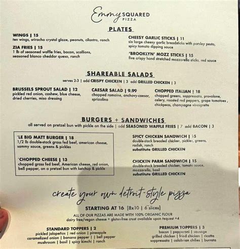 Emmy Squared Menu