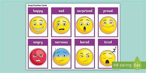 Emoji Emotion Cards Primary Resource Twinkl Smiley Face Feelings Chart - Smiley Face Feelings Chart