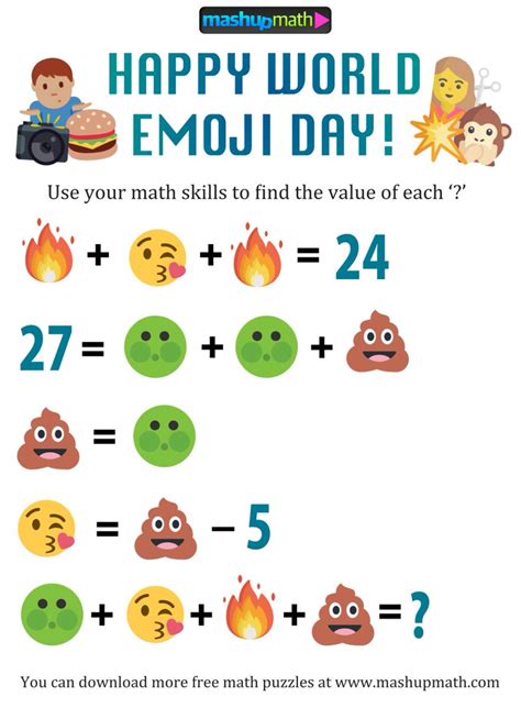 Emoji Maths Puzzles St Brigidu0027s National School Emoji Maths Puzzles With Answers - Emoji Maths Puzzles With Answers
