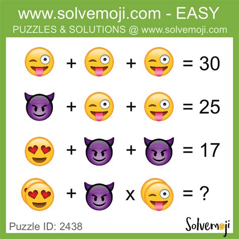 Emoji Maths Puzzles With Answers   Emoji Puzzles With Answers - Emoji Maths Puzzles With Answers