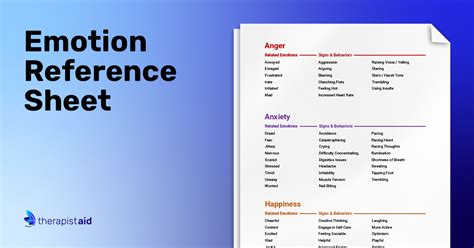 Emotion Reference Sheet Worksheet Therapist Aid Identify Emotions Worksheet - Identify Emotions Worksheet