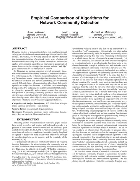 Full Download Empirical Comparison Of Algorithms For Network Community 