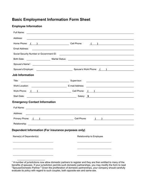 Employee Basic Information Form