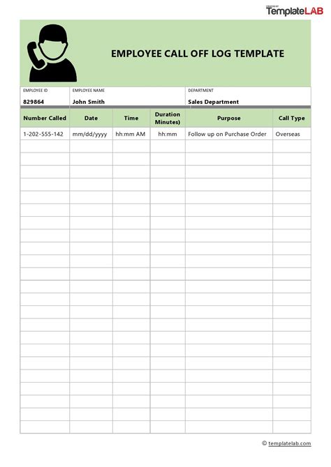 employee call off sheet