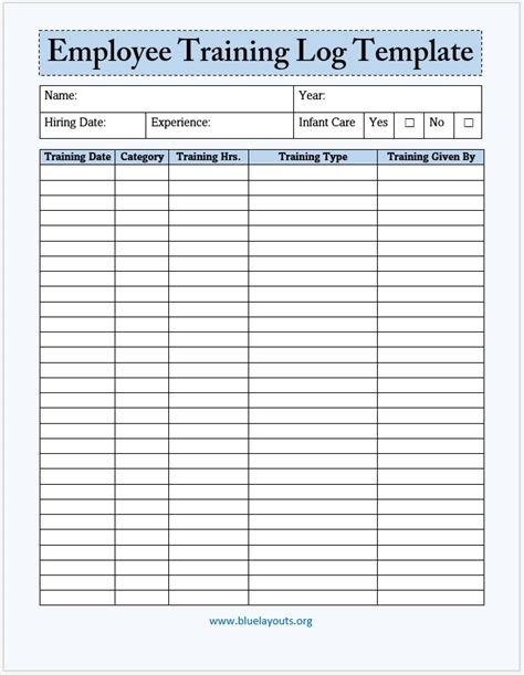 employee training msds log template