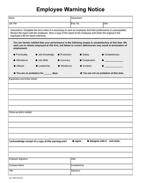 employee warning form