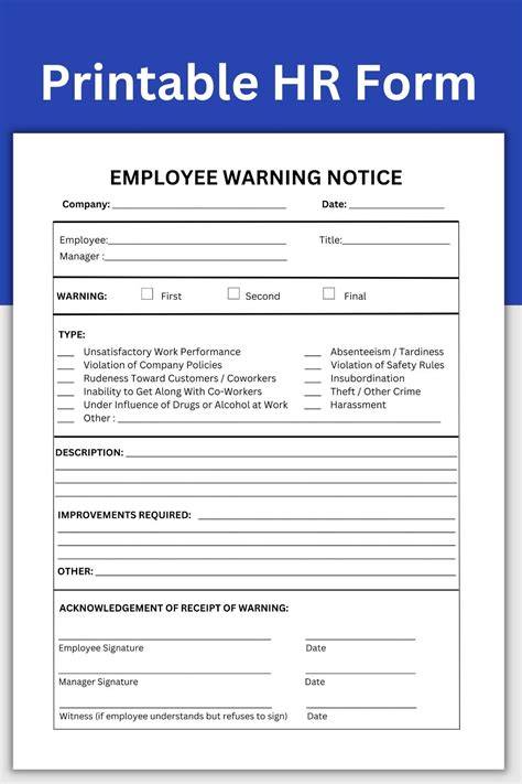 employee written warning form harassment template