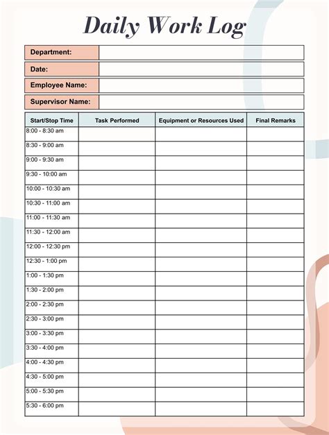 Full Download Employee Daily Work Log Sheet 