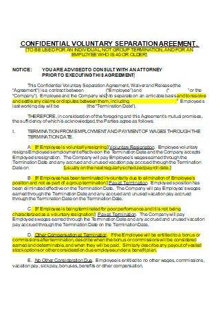 employees voluntary separation scheme sample letter