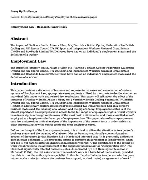 Read Employment Law Paper Topics 