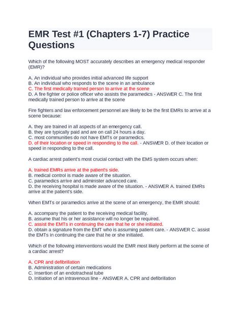 Emr Test Questions