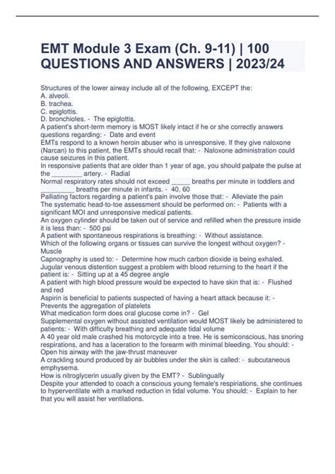 Emt Module 3 Exam