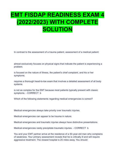 Emt Readiness Exam
