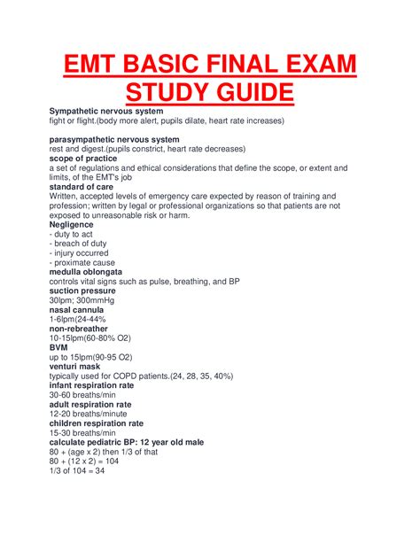Read Online Emt Final Exam Study Guide 