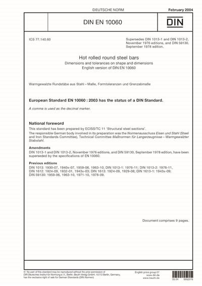 En 10060 Standards