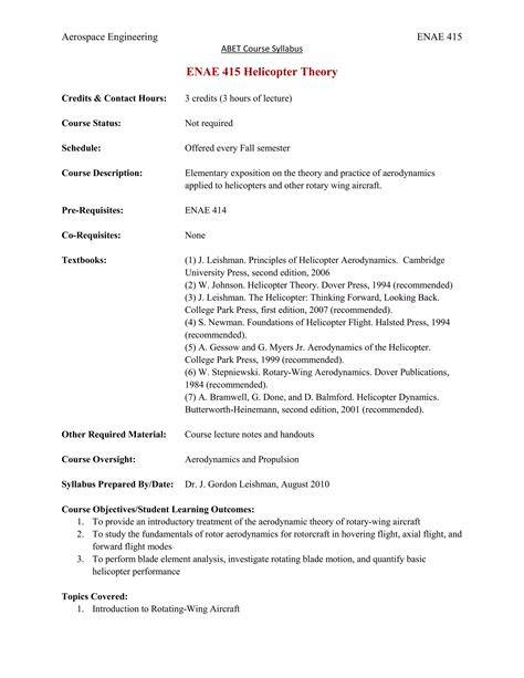 enae 415 helicopter theory