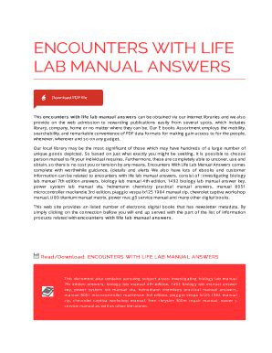 Read Encounters With Life Lab Manual Answer Key 