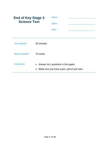 end of ks3 science test papers