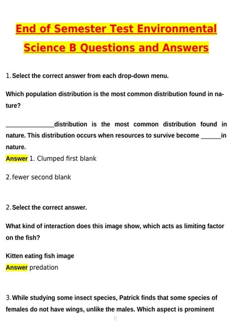 End Of Semester Test Environmental Science B