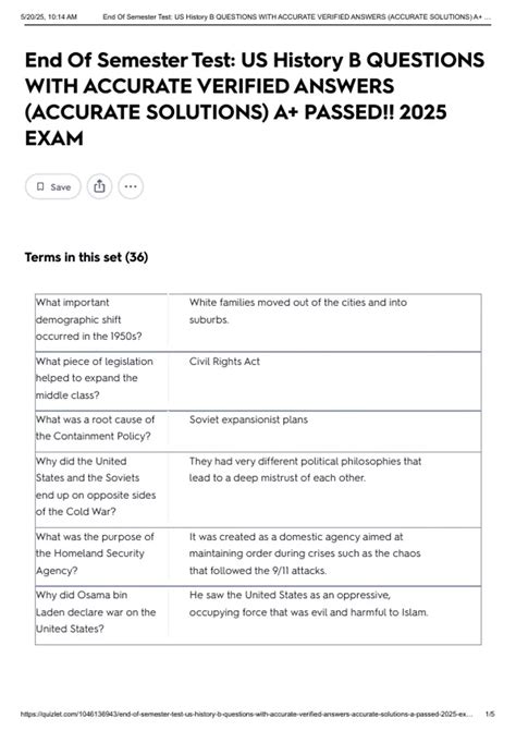 End Of Semester Test Us History Semester B