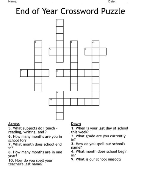 End Of The Riddle Crossword Clue End Of The Year Crossword Puzzles - End Of The Year Crossword Puzzles